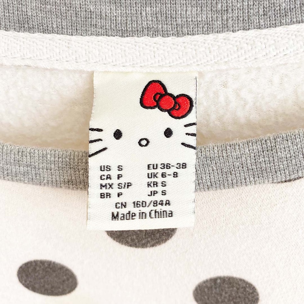HELLO KITTY POLKA DOTS SANRIO COTTON SWEATSHIRT LIGHTLY LINED SCOOP NEโฆ - Picture 3 of 6